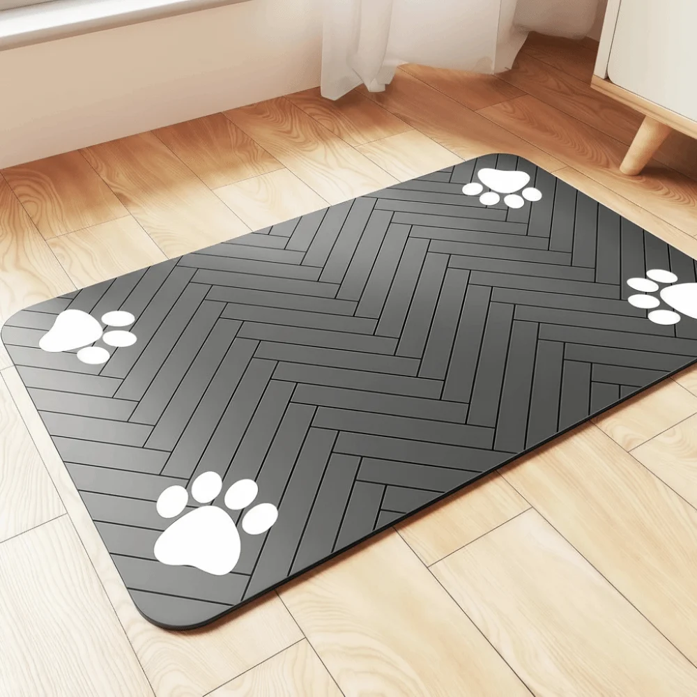 Waterproof Pet Cat Dog Feeding Mat Quick-Dry Rubber Backing Pet Dish Mats Stain-resistant Diatomaceous Earth
