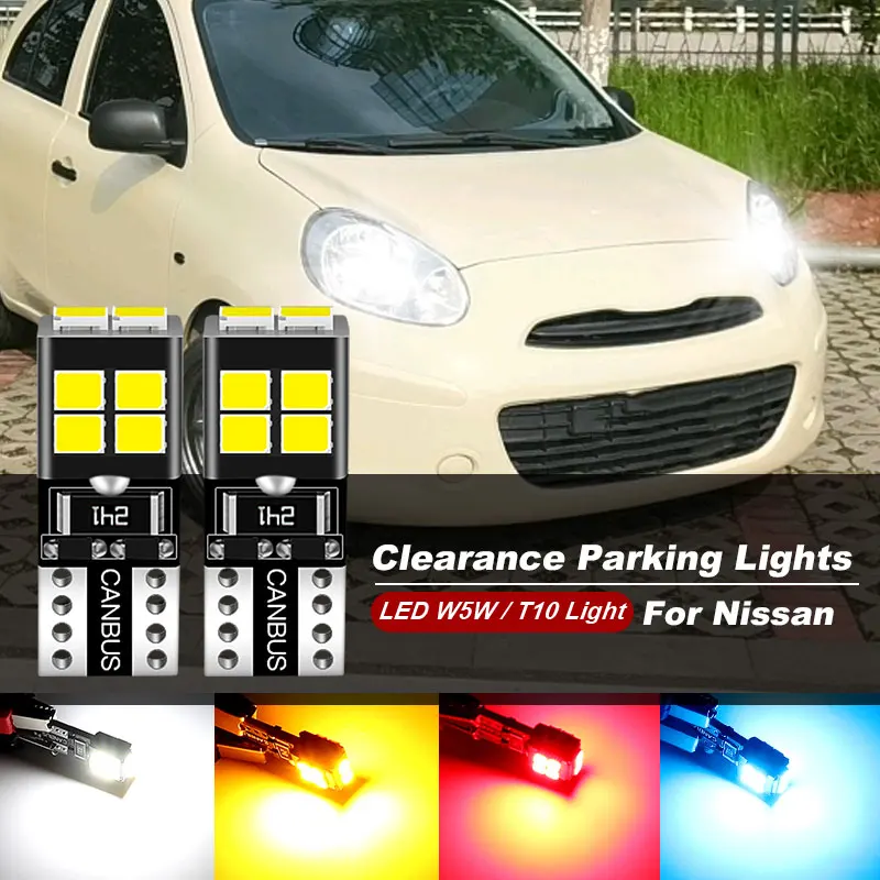 

2 шт. T10 для Nissan Micra K13 2011-2016 Canbus светодиодный супер яркий 12 В автомобильные аксессуары 12 В габаритные огни лампы W5W 194 168 2825