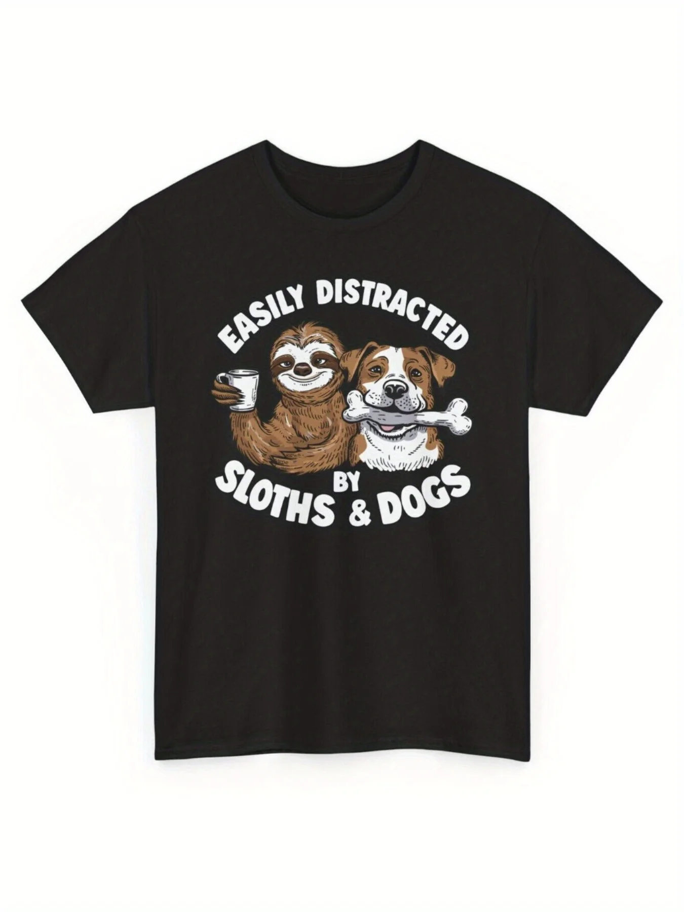 

Easily Distracted By Sloths And Dogs-Funny Sloths Lovers T-Shirt