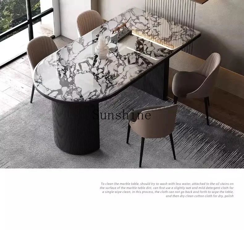 Semicircular island marble dining table simple small household table