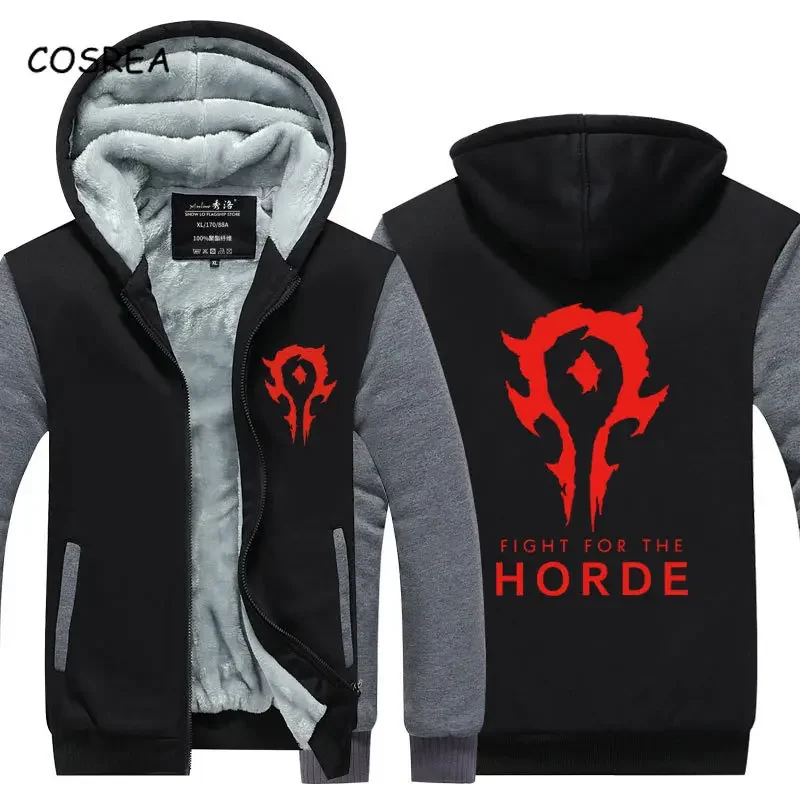 COSREA Alliance Horde Winter Warm Jacket Men World Of Warcraft Fleece Mens Hooded Sweatshirts Dota2 Man Thicken Hoody Coats