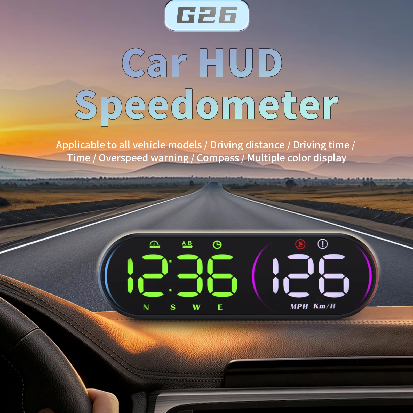 G26 Head-up display (HUD) Car GPS LED Smart Digital Speedometer KM/H MPH Overspeed reminder For Truck SUV Motorcycle Accessories