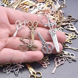 10pcs Mixed Alloy Mini Scissors Charms Bulk Antique Silver/Gold Color Scissors Pendant Vintage For DIY Handmade Jewelry Making