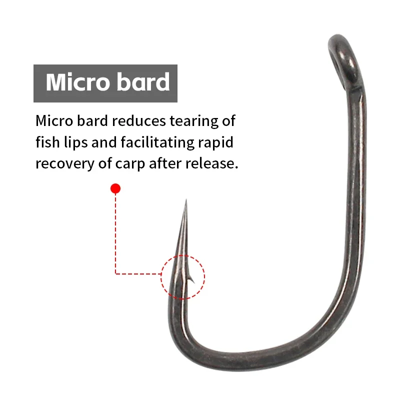 10x Wide Gape Hook Carp Fishing Alloy Steel Micro Bard PTFE Coating Fishing Hook Fishing Tackle Tool Accessories image 5