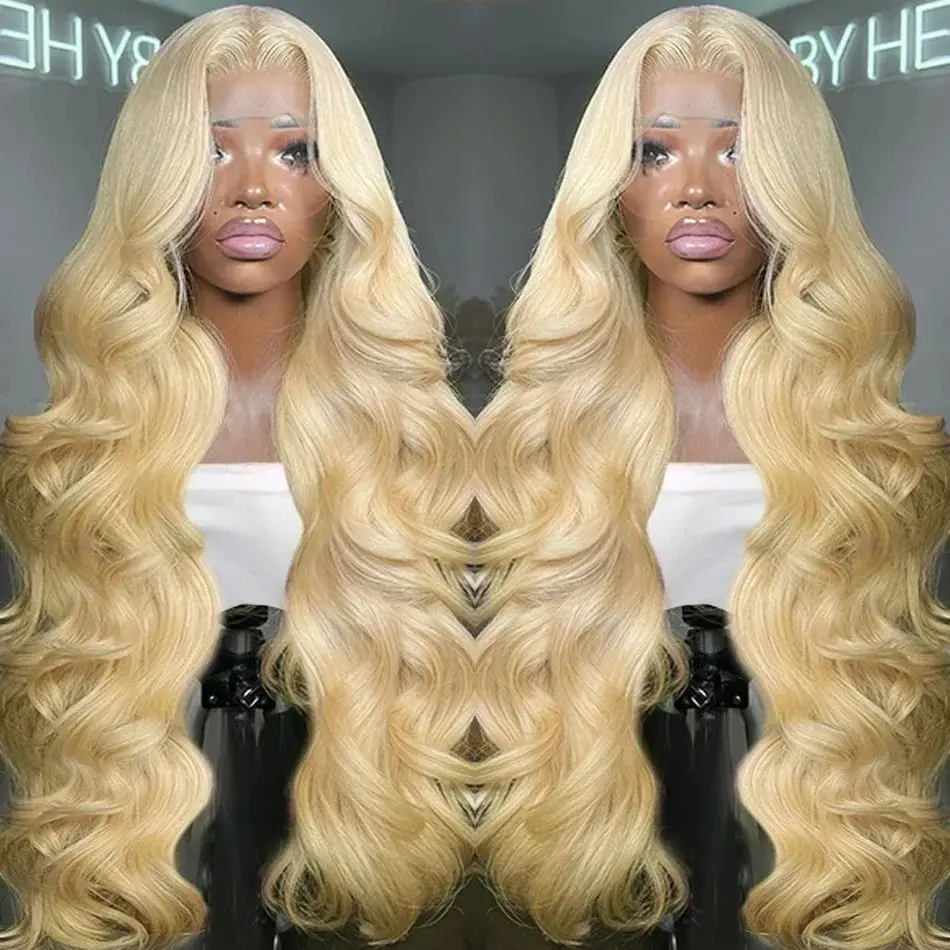 Perruque Lace Front Wig Body Wave brésilienne naturelle, cheveux humains, blond 613 HD, 13x6, 30 pouces, pour femmes africaines