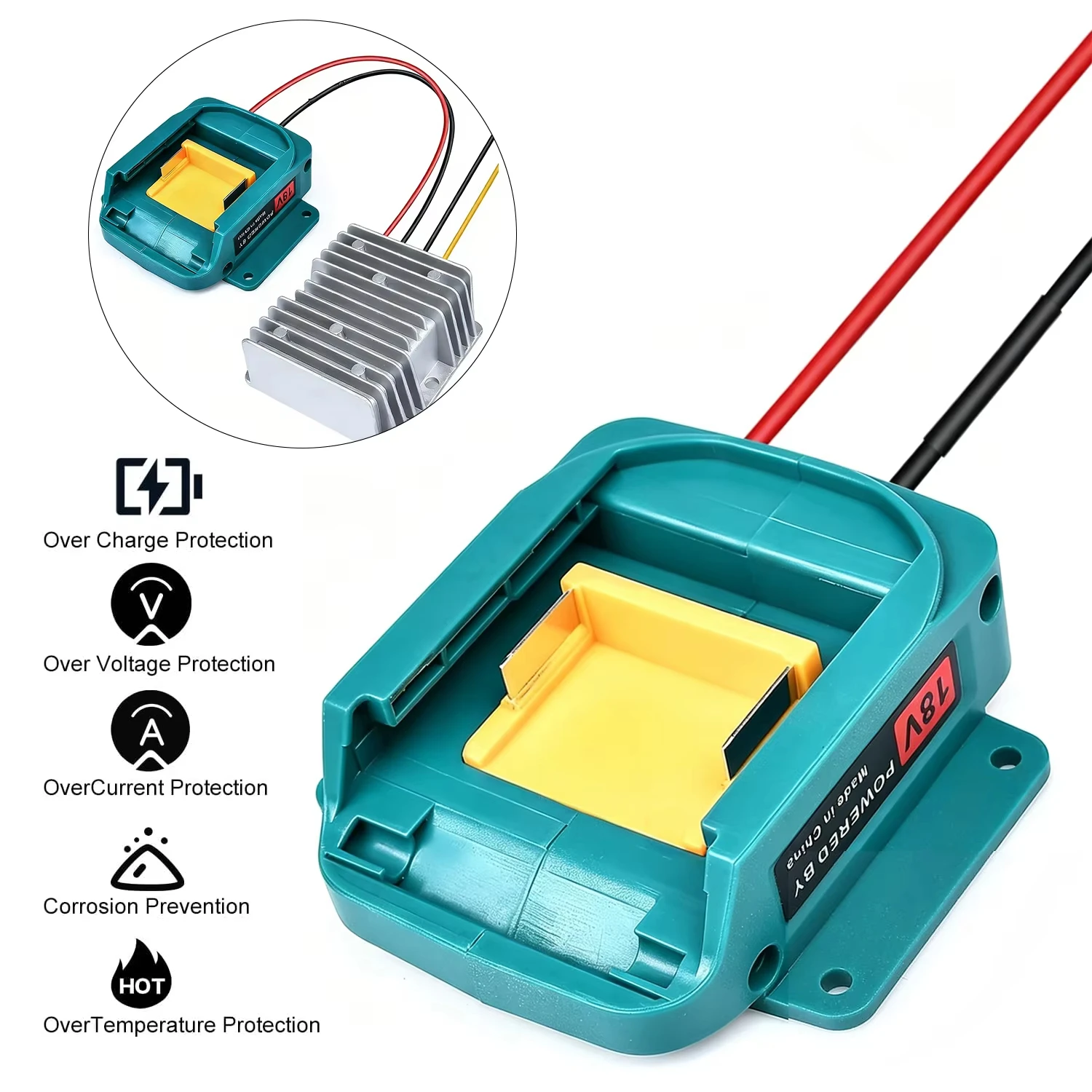 DC 18V auf 12V Buck-Konverter für Makita Li-Ionen-Akku, automatischer Spannungsregler 240W für Auto, LKW, Golfwagen, LED – Detail 5