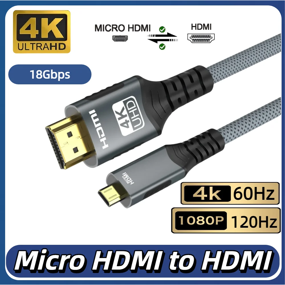 4k Mini HDMI zu HDMI Kabel HD 4K@60Hz 2K@120Hz High-Speed Geflochtene HDMI-kompatibel Kabel Bidirektionale 2,0 Kabel Für HDTV Tablet