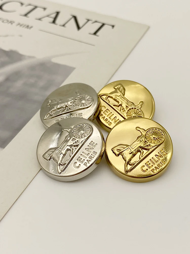 

Gold Carriage Fur Button High End Men Women Faion Jaet Coat Sweater Metal round ape DIY Sewing Accories