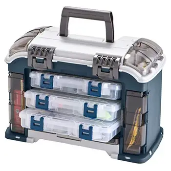 Angled Fishing Tackle Storage System with 3 Stowaway Boxes