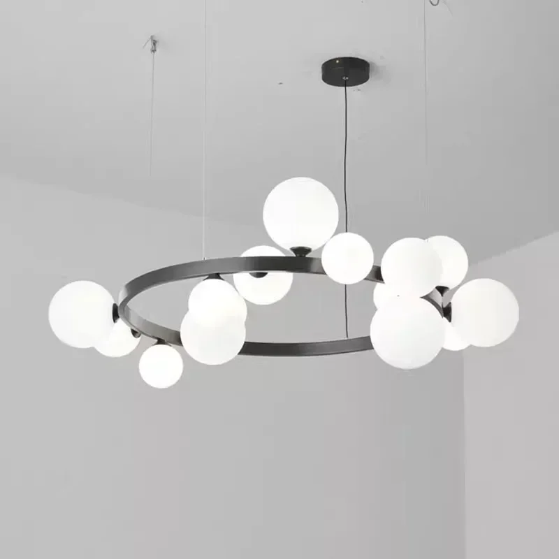 Modern Glass Ball Chandeliers Magic Bean Molecule Lamp Nordic Dining Room Living Table Kitchen Led Ceiling Hanging Light G9 Bulb