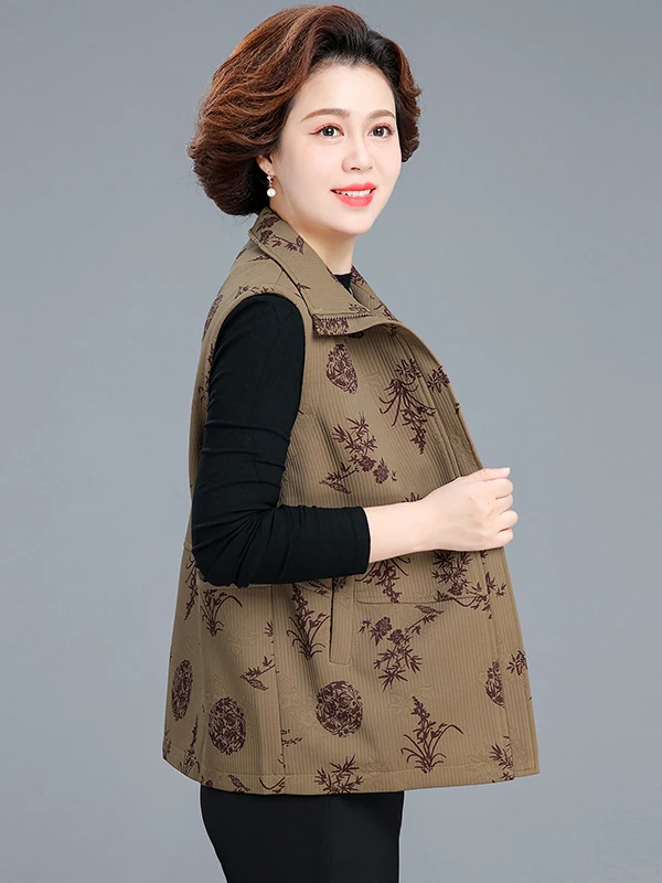 

Spring New Sle Women's Vest Jaet Outerwear for Middle-Aged And ly 60 Years Old And above ort Length Thin Model