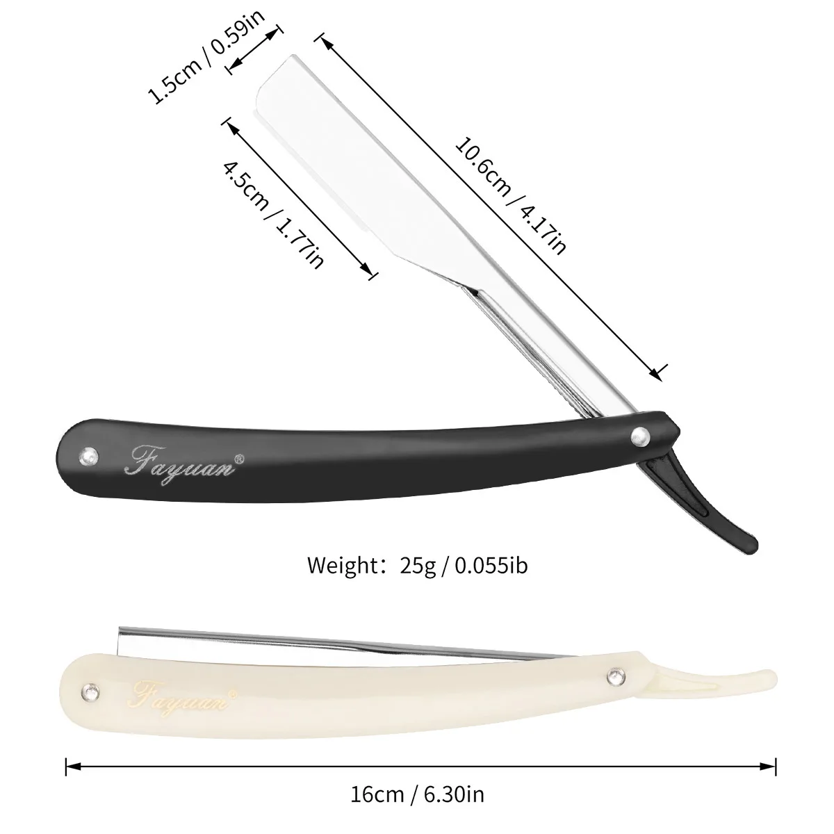 Rasoir manuel professionnel à bord droit en acier inoxydable, rasoir tranchant pour barbier, coupe-barbe pliable avec lame