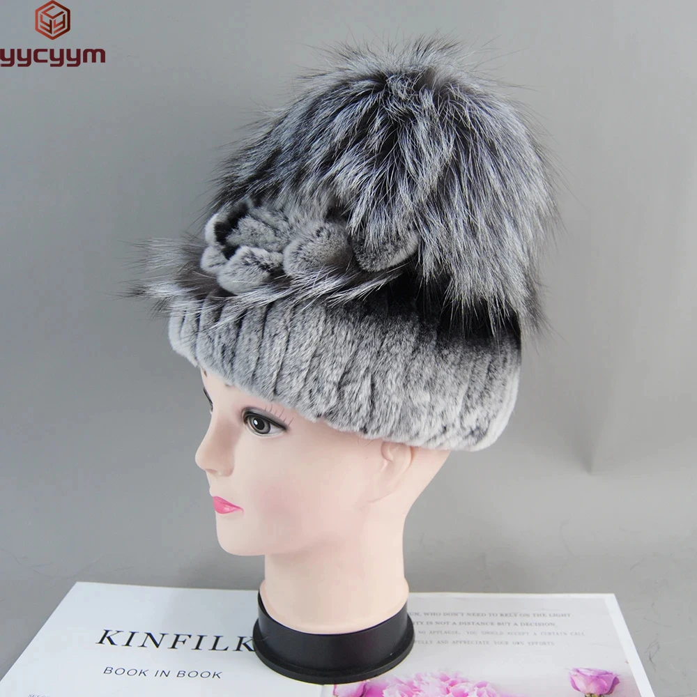 Winter Women 100%Natural Rex Rabbit Fur Cap Lady Warm Authentic Rex Rabbit Fur Caps Good Elastic Real Fur Hats Warm Beanies