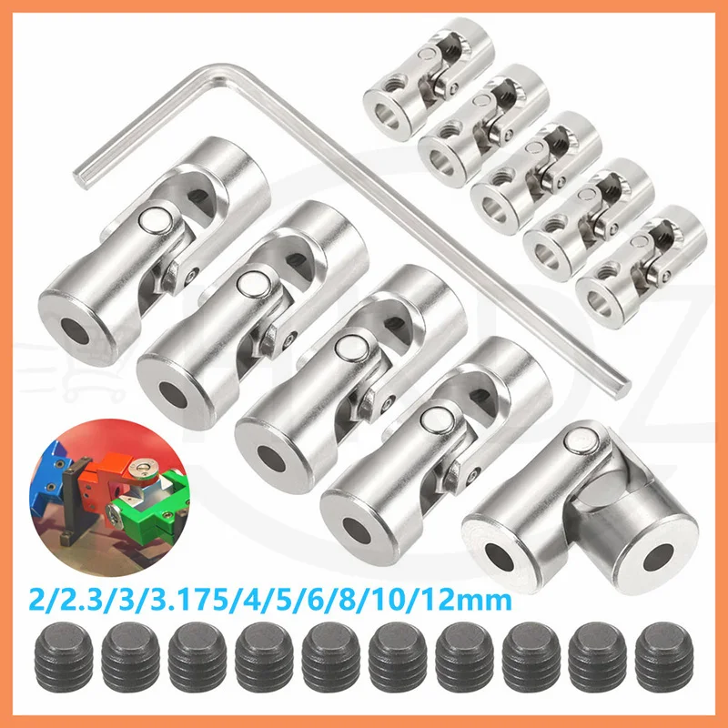 1 Unidad de Junta Cardán Metálica para Barco/Coche RC, Acoplamientos de Eje Cardán de 2/2.3/3/3.175/4/5/6/8/10/12mm, Conector de Motor, Junta Universal