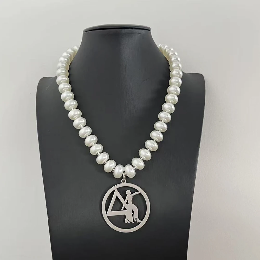 University Society Party Sisters Greek Symbol Fortitude Pendant Oval Pearl Necklace