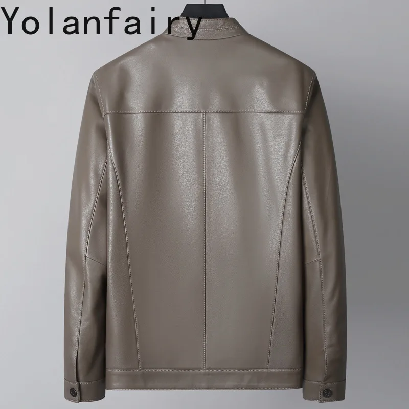 YOLANFAIRY Top Layer Sheepskin 100% Genuine Leather Jacket Men Clothing 2026 Real Leather Coat Casual Business Man Outerwears