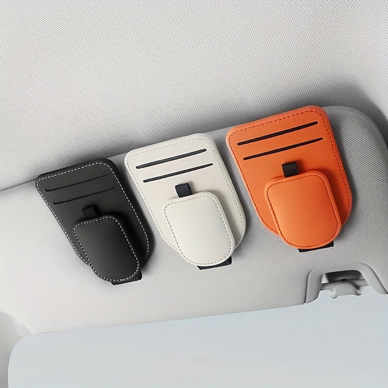 Magnetic Sunglass Clip For Car Sun Visor Leather Glasses Hanger Firm Grip Quick Access For Drivers Interior Storage Rack