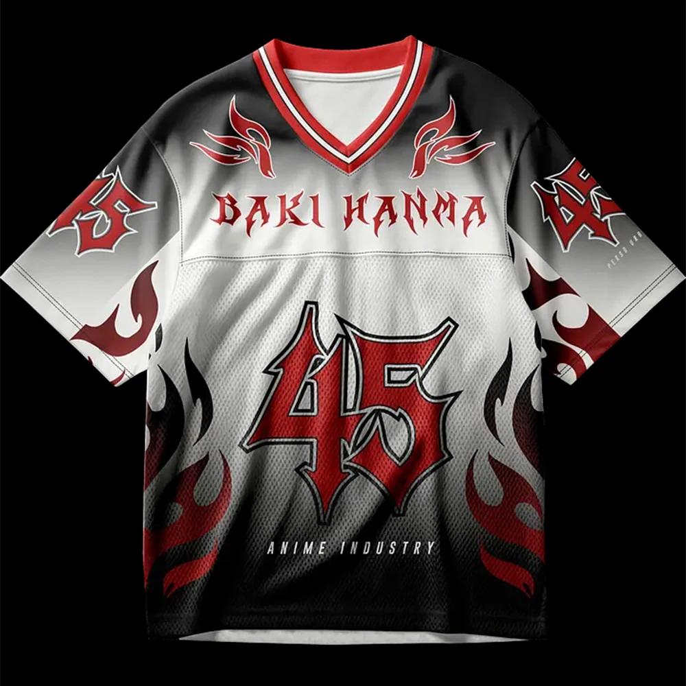 

2026 Summer New Style Children's Boxing Anime Shirt Hanma Baki Oversized Y2K Men's And Women's Fashion Casual Sports T-shirt