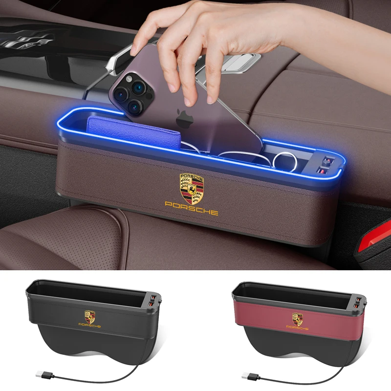 

Porsche Panamera 970 971 Cayenne Taycan Spyder Carrera Macan Boxster Cayman Palamela Car Seat Gap LED 7Color Festoon Storage Box