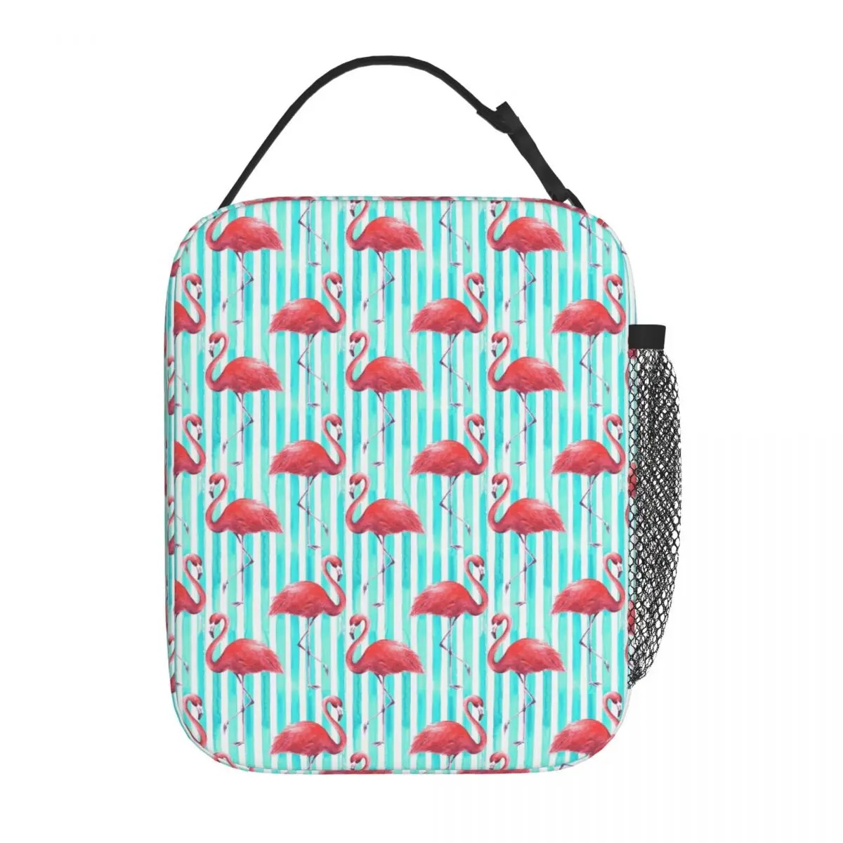 Pink Cartoon Flamingo Pattern Insulated Lunch Bag for Women Kids Leakproof Food Boxes Thermal Lunch Box Tote