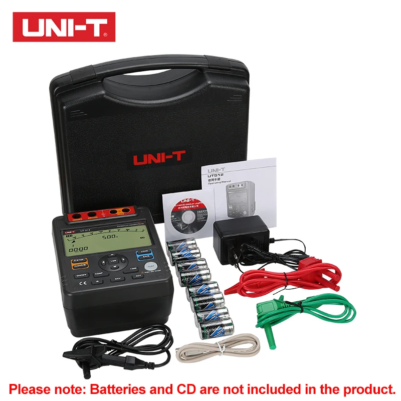 UNI-T Isolationswiderstandstester UT512 Erdungsmesser 1 MΩ ~ 100 GΩ 9999 Display Professionelles digitales Megohmmeter AC DC Voltme