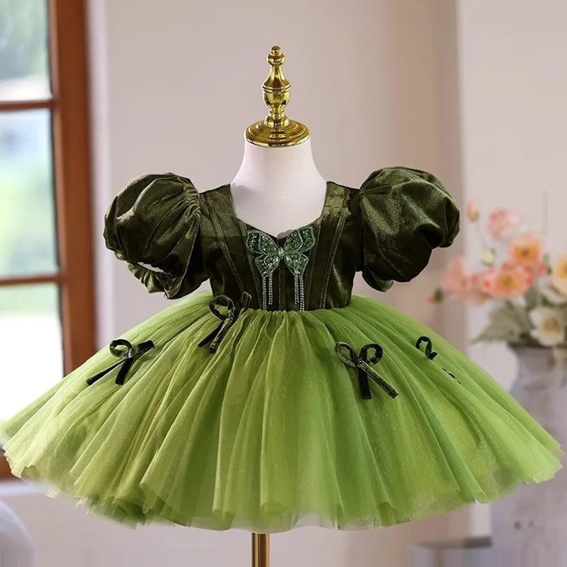 High-End Girls Princess Evening Gown Kids Pageant Wedding Host's PianoPerformance Birthday Party Girl Dresses A4708 Vestidos