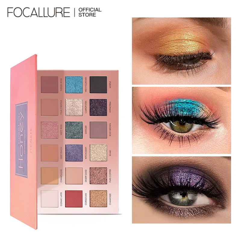 FOCALLURE 18 Colors Pigment Eyeshadow Palette Colorful Eye Shadow Pallet Glitter Highlighter Shimmer Matte Eye Makeup Cosmetics