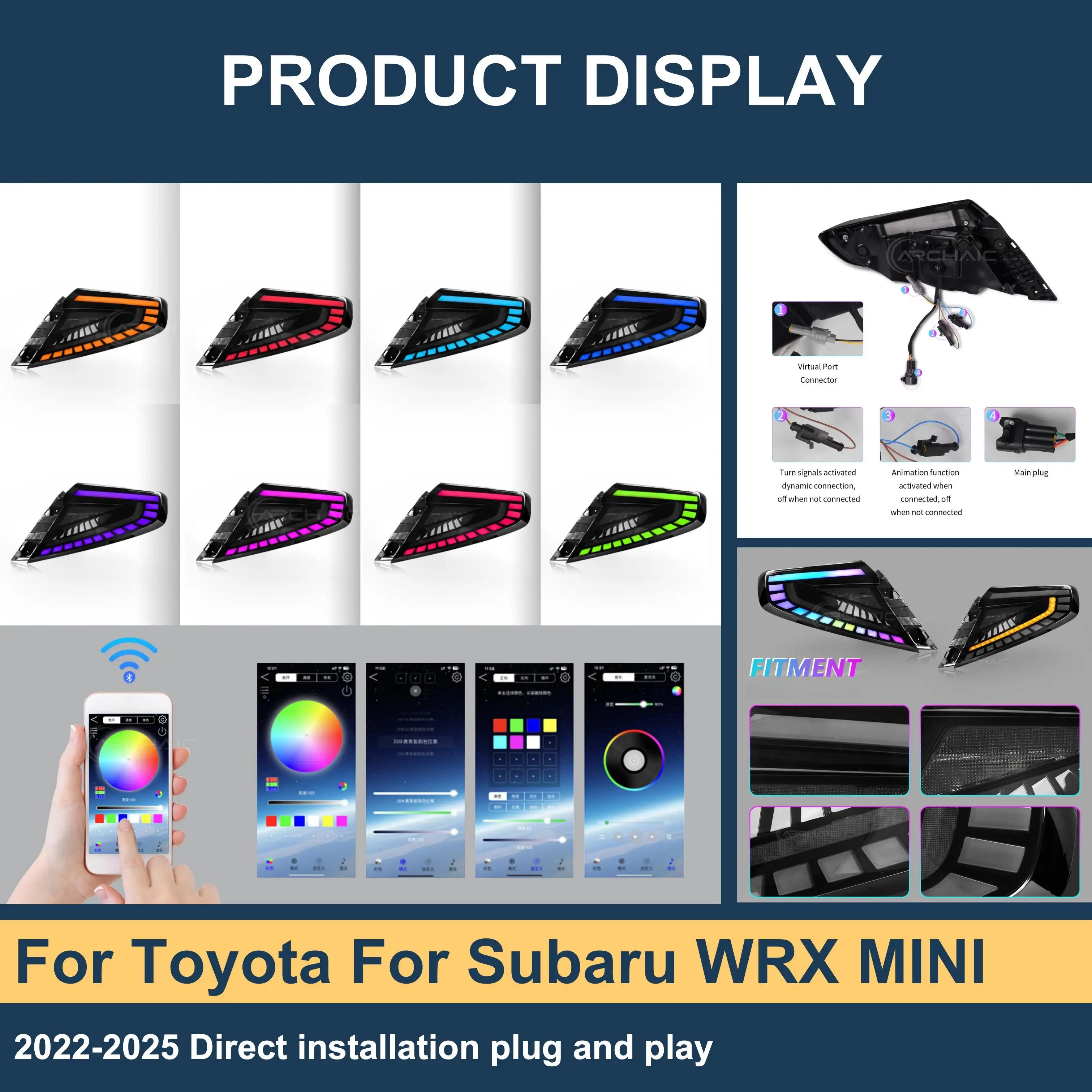 

J ONE RGB Tail Lights For Toyota For Subaru WRX For MINI 2022-2025 Tail Light Assembly Plug And Play