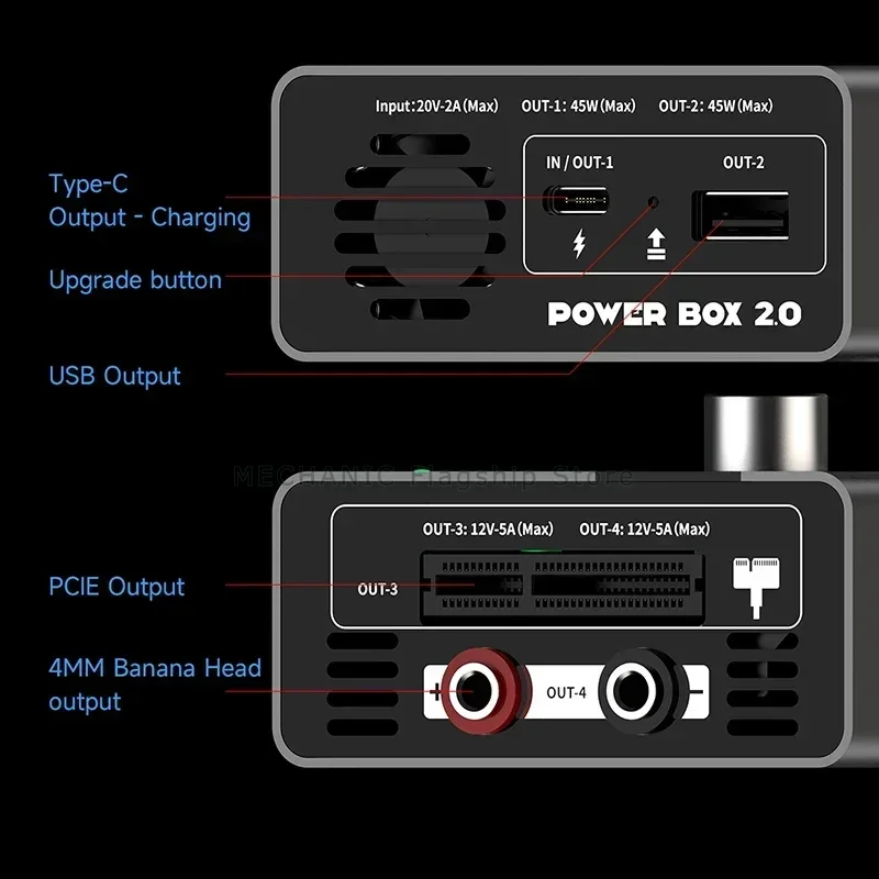 MECHANIC Power Box 2.0 Портативный источник питания 3-х шариковый цифровой дисплей Curve Pointer 360° °   Регулируемое вращение PD Быстрая зарядка