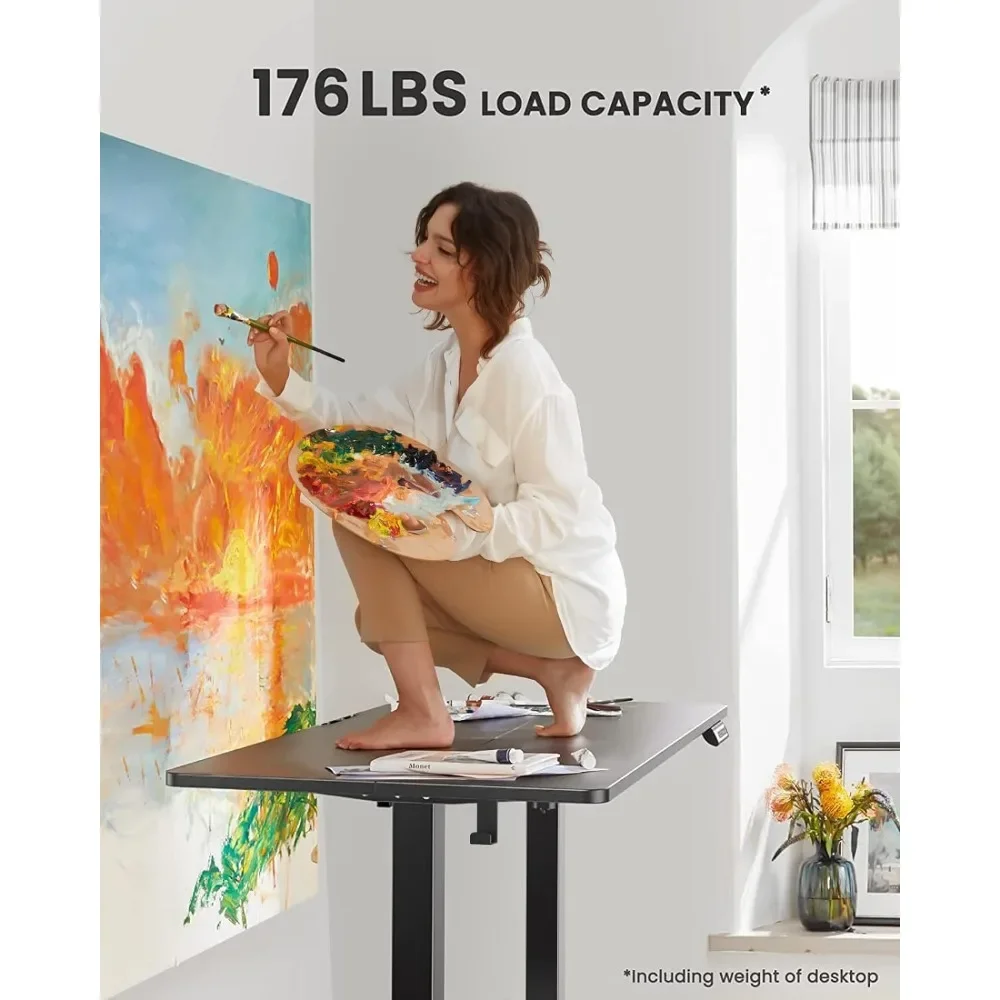 Height Adjustable Electric Vertical Office Desk, 48 X 24 Inch Sitting Desk, Memory Computer Home Office Desk (black)