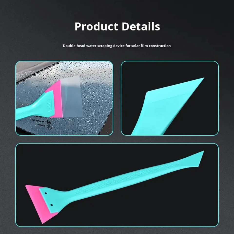 Rubber Squeegee with Dual-End Design for Car Film, Edge Tucking Scraper for PPF Vinyl Wrap, Small Window Tint Water Removal QL-2