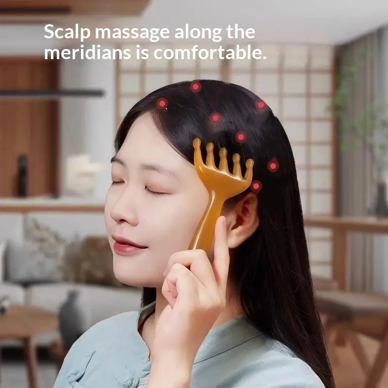 5-Klauen-Harz-Meridian-Massagebürste Gua Sha Akupunkturpunkt-Entspannungswerkzeug Gesichtspflege- und Kopfhaut-Massagegerät zur Stresslinderung – Detail 4