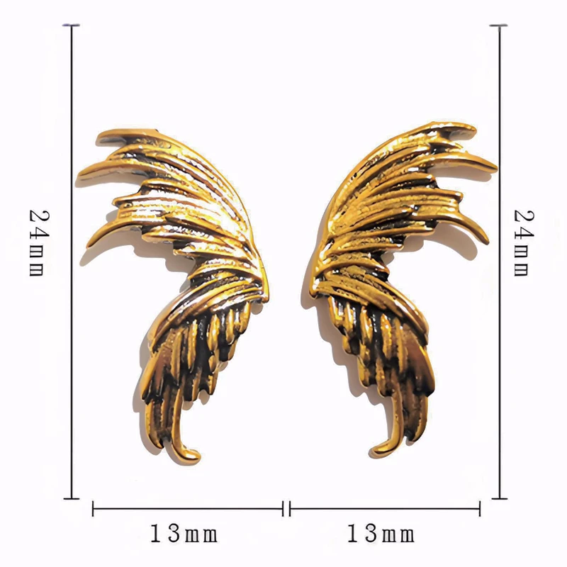 5 Pairs Alloy Feather Nail Art Charms Wings Accessories Parts Large Size Nails Decoration Supplies Material Manicure Design Tool