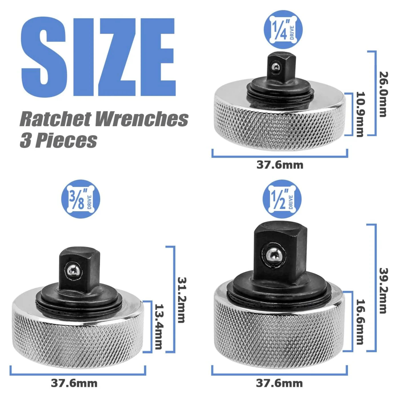 3-Piece Palm Ratchet Wrench Set 1/4