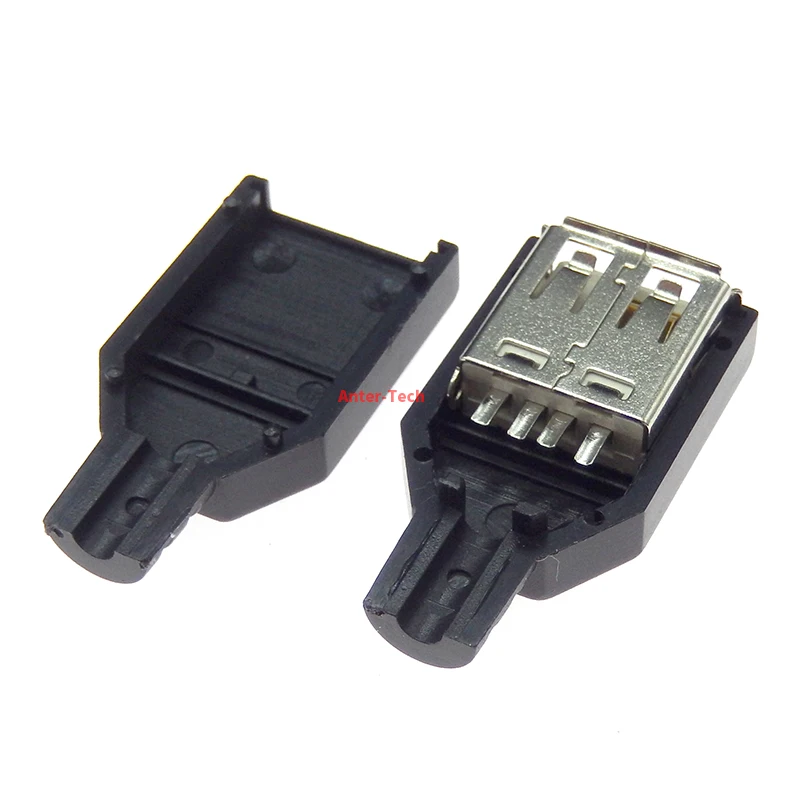 1PCS/5PCS/10PCS Type A Female USB 4 Pin Plug Socket Connector With Black Plastic Cover USB 2.0 Connect Adapter DIY Kit