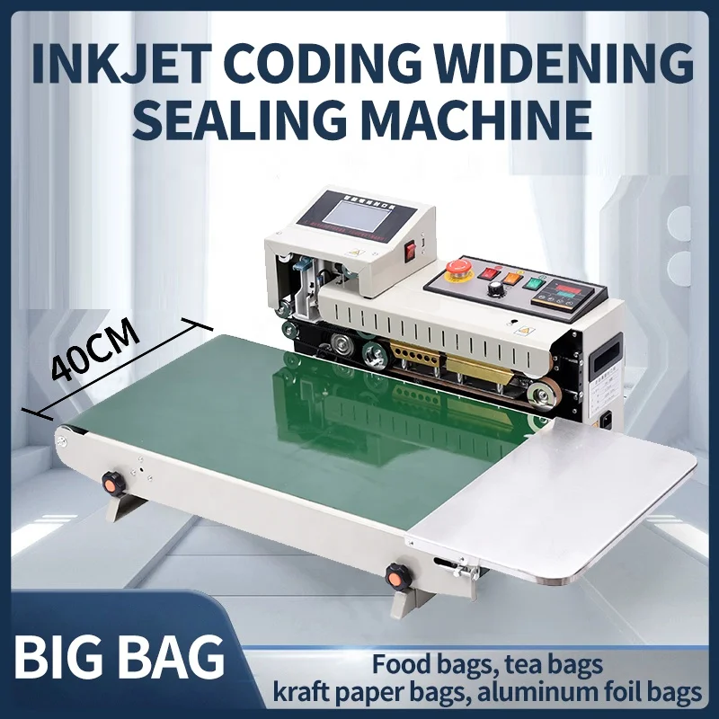 Factory Wholesale 40cm Wider Printing Paper Plastic Bag Packaging Coffee Food Snack Tea Electric Desktop Inkjet Sealing Machine