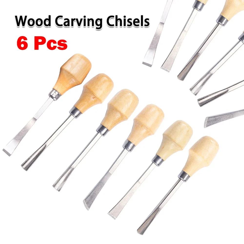 Discover the Joy of Woodcarving with Chisels, 6 Piece Set for Wood, Clay, Wax, and Leather Crafts, Silver and Wood Color