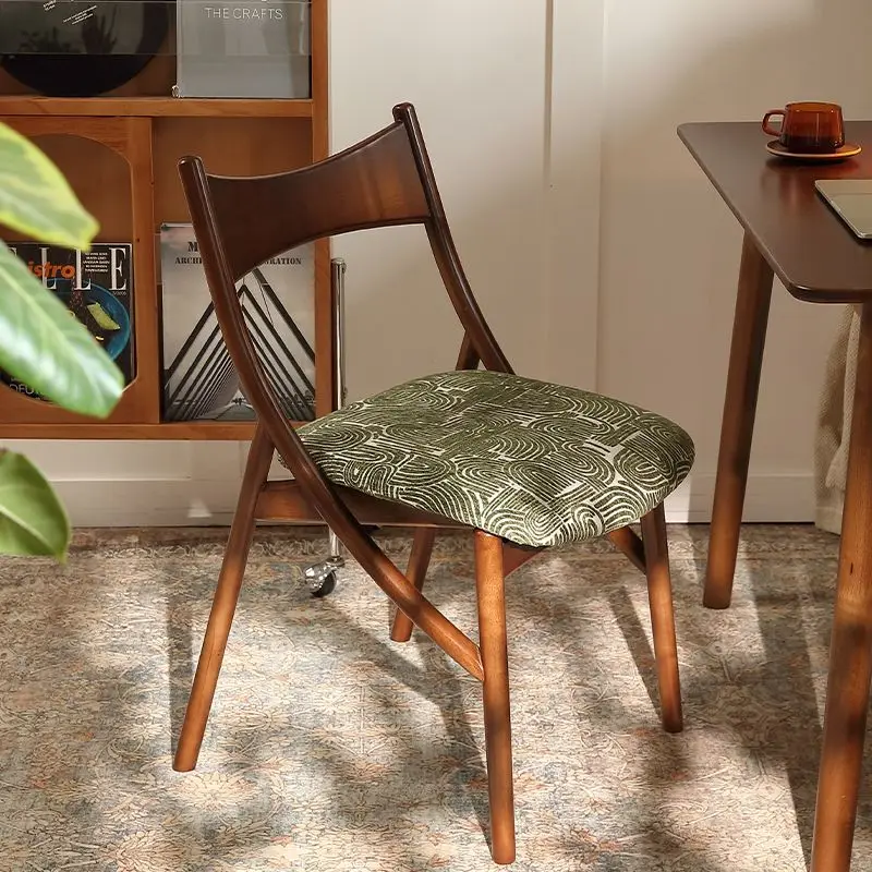 

Retro creative soft bag single chair solid wood leisure small apartment home dining chair backrest study Furniture Home