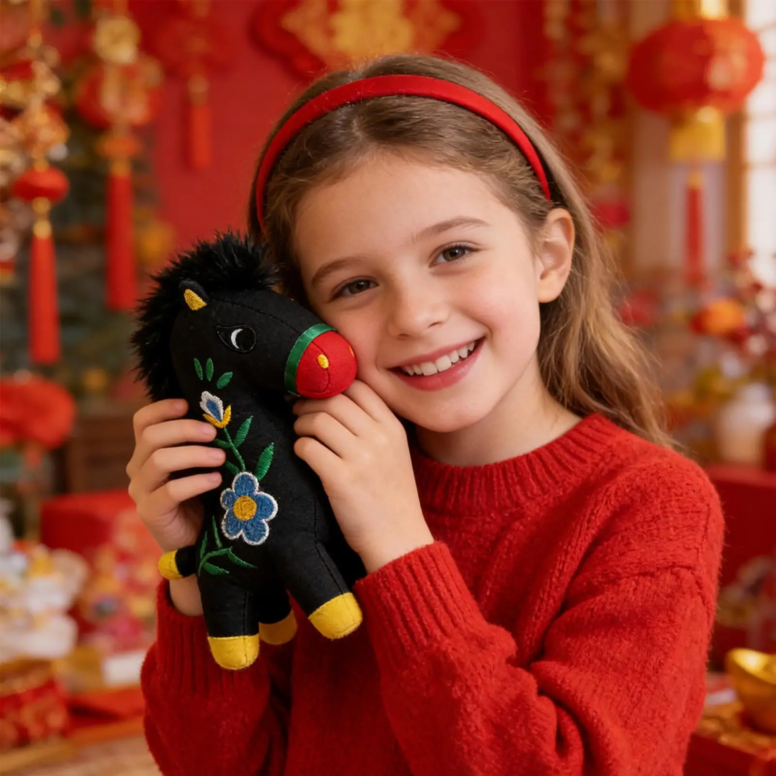 Horse Mascot Plush Toy Creative Lucky Pony Pendant Chinese New Year Mascot Horse Plush Keychain Bag Decoration Festival Gift