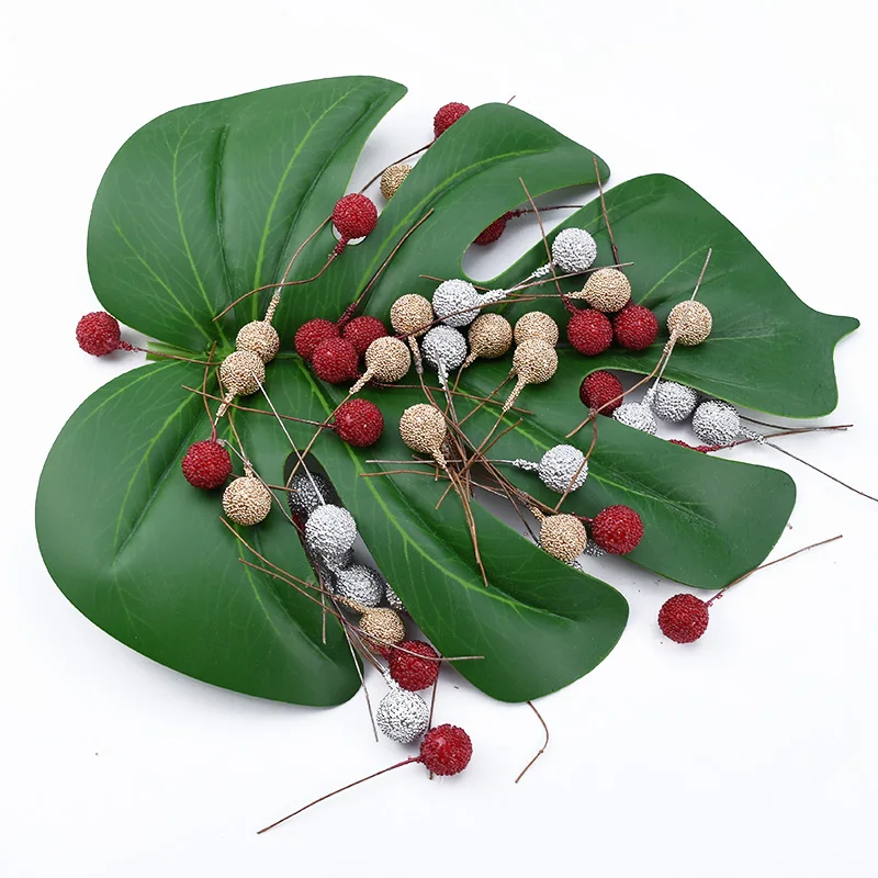 40 Stück Günstige Künstliche Früchte Schaumstoff-Staubgefäße Kirschen Gold Silber Blumen Weihnachten Hochwertige Dekoration Hochzeit Heim Raum Party Zubehör – Detail 7