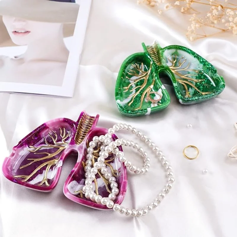DIY Crystal Drop Resin Lung Shaped Ashtray Storage Box Silicone Mold