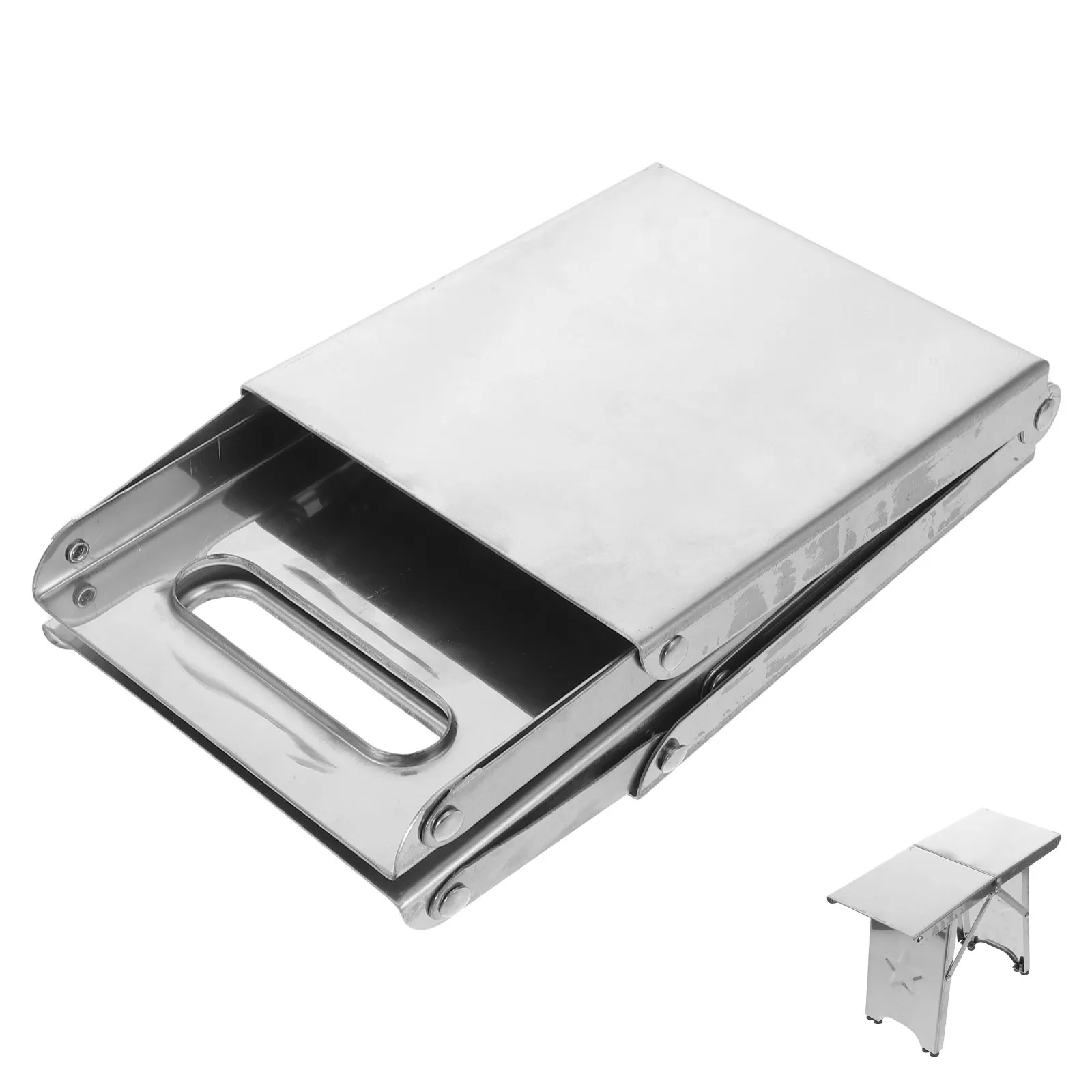 

Compact Folding Stool Stainless Steel Lightweight Portable Load Capacity 220Lbs Outdoor Camping Hiking Travel Stool