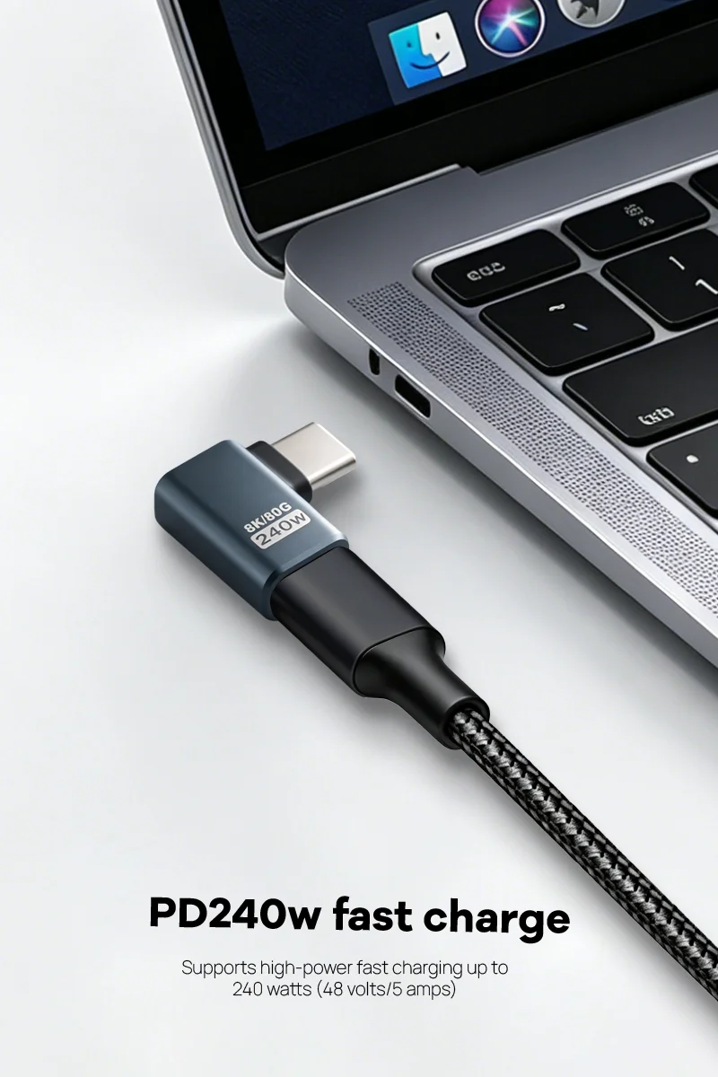 YZNRR USB4 2.0 Full‑Function Type‑C L-Shaped Adapter, 80Gbps Data Transfer, 240W PD , 8K Video Output