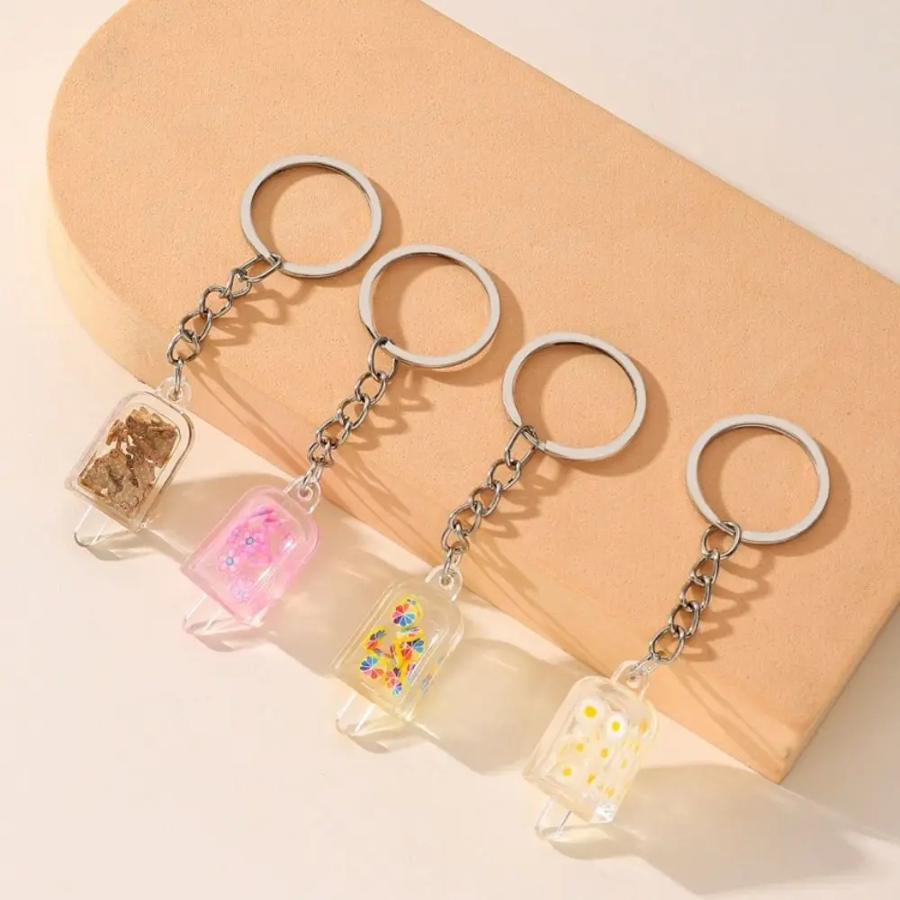 

Grape Pendant Glow Cup Fruit Ice Cream Keychain Milk Tea Slice Flower Slice Keyring Cute Mini Earphone Case Pendant