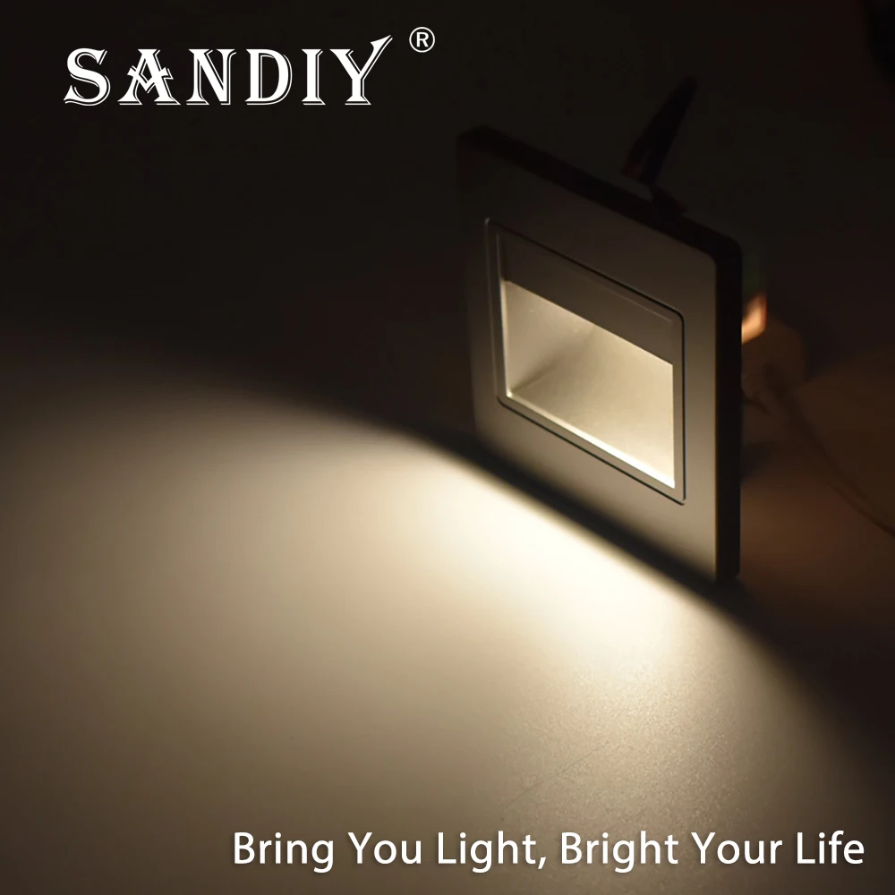 SANDIY Stair Lights Recessed Wall Lamp with Motion Sensor Corridor Sconce Voice Activated Step Lighting Fixture Bathroom Lamps