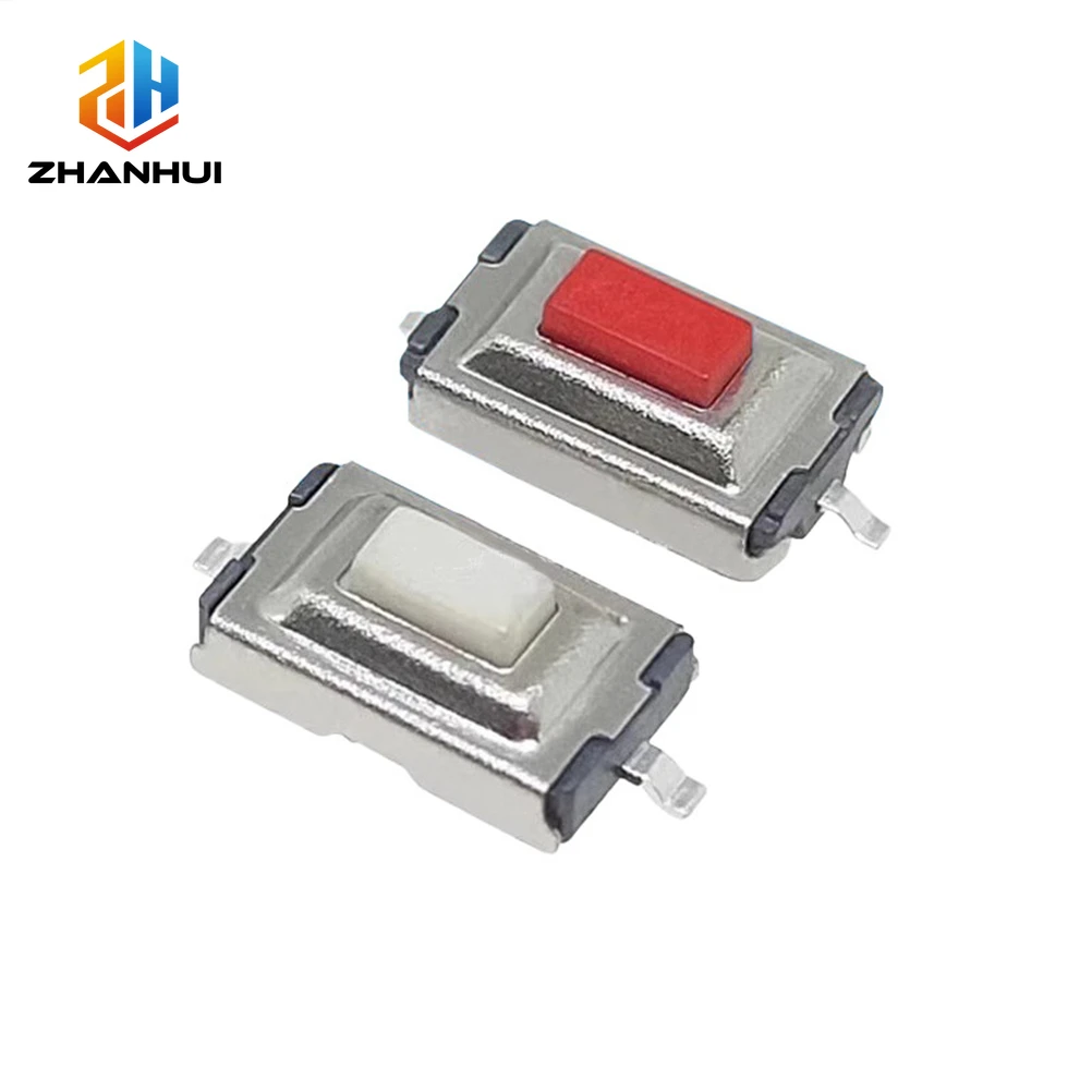 20Pcs 3×6×2.5mm 2-Pin SMD Tact Switch - Red/White Push Button Microswitch for Car Remote Control Key