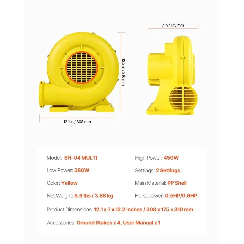 منفاخ منزل قابل للنفخ 0.5&0.6HP 450W للاستخدام التجاري