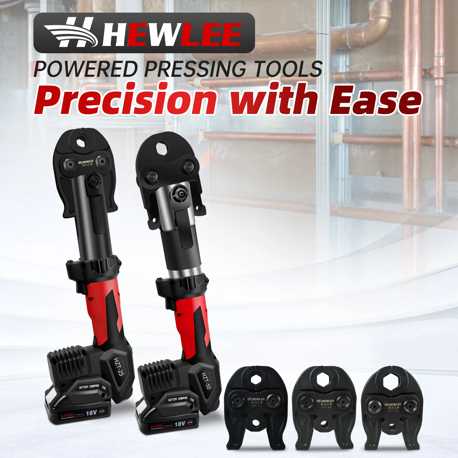 HEWLEE الشركة المصنعة HZT-25 1/2 ''3/4'' 1 ''18 فولت المحمولة النحاس فيجا الصحافة أداة ل Viega الصحافة ماغا الصحافة للسباكة المياه