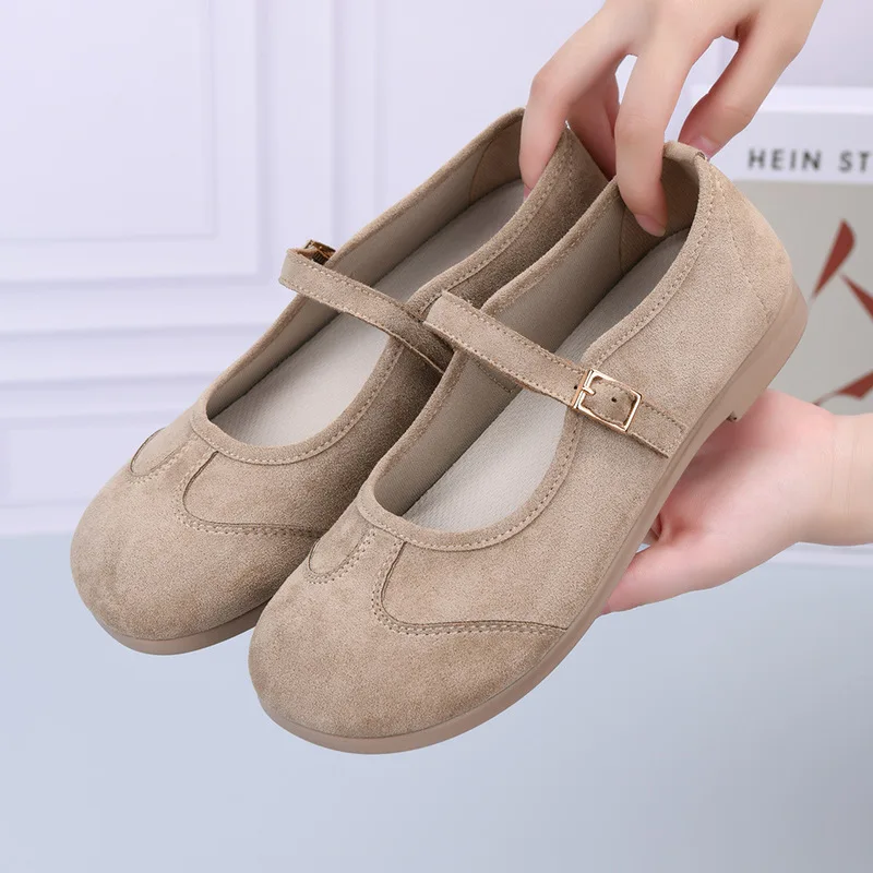 2026 Women's Retro Flat Casual Single Shoes New Fashionable Mom Shoes Soft soled Comfortable Breathable Casual Shoes