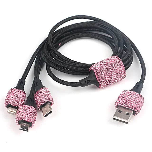 Nieuwe Bling USB Autolader 5V 2.1A Dual Port Snelle Adapter Roze Auto Decor Auto Styling Diamant Auto accessoires Interieur voor Vrouw